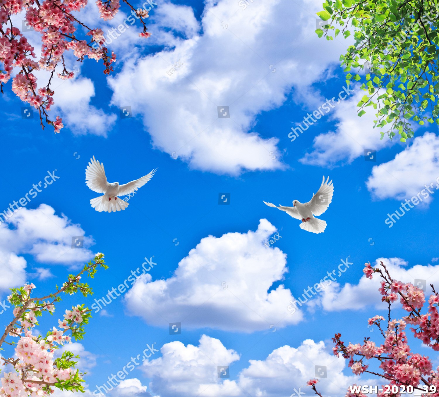 Dán trần hình hoa lá WSH-2020_39